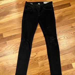 Rag & Bone black skinny distressed jeans